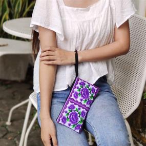 img 1 attached to 👜 Sabai Jai - Small Floral Embroidered Accessory Bag - Wristlets for Women