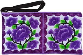 img 4 attached to 👜 Sabai Jai - Small Floral Embroidered Accessory Bag - Wristlets for Women