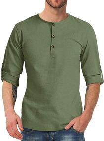 img 1 attached to Esobo Sleeve Henley Shirts Cotton