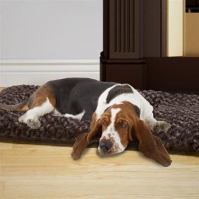 img 3 attached to 🐾 36x24 Pet Bed – Dog Pillow and Crate Pad with Faux Fur Sleep Surface and Non-Slip Bottom – Machine Washable Brown Dog Bed by PETMAKER