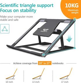 img 3 attached to 🖥️ SAVFY Laptop Stand - Foldable & Portable Ergonomic Aluminum Holder for 10''-17'' MacBook, iPad, Notebook - Multi-Angle Adjustable & Lightweight Stand for Desk