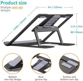 img 2 attached to 🖥️ SAVFY Laptop Stand - Foldable & Portable Ergonomic Aluminum Holder for 10''-17'' MacBook, iPad, Notebook - Multi-Angle Adjustable & Lightweight Stand for Desk