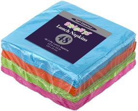img 3 attached to 🎉 Vibrant Assorted Neon Brights: Party Essentials 2-Ply Paper Luncheon Napkins (48-Count)