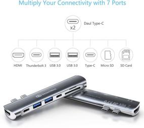 img 3 attached to 💻 DesertWest 7-in-2 USB C Hub Adapter for MacBook Pro 16" 2019, MacBook Air 2018-2020 - Thunderbolt 3, 2 USB 3.0 Ports, 4K HDMI, 100W PD, SD/Micro SD Card Reader