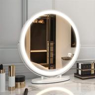 lvsomt vanity makeup mirror with lights: dimmable led mirror, 360°rotation, 3 color 🪞 lighting, touch control - high-definition large round lighted up mirror for bedroom table desk (white) logo