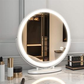 img 4 attached to LVSOMT Vanity Makeup Mirror with Lights: Dimmable LED Mirror, 360°Rotation, 3 Color 🪞 Lighting, Touch Control - High-Definition Large Round Lighted Up Mirror for Bedroom Table Desk (White)