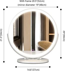 img 3 attached to LVSOMT Vanity Makeup Mirror with Lights: Dimmable LED Mirror, 360°Rotation, 3 Color 🪞 Lighting, Touch Control - High-Definition Large Round Lighted Up Mirror for Bedroom Table Desk (White)