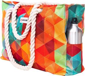 img 4 attached to 🏖️ Extra Large Beach and Pool Bag - L22xH15xW6 - Zippered Spacious Tote for Fun in the Sun