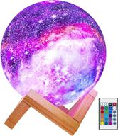 brightworld moon lamp kids night light - 16 colors led 3d star moon light with wood stand - remote & touch control - usb rechargeable - perfect gift for baby girls boys birthday logo