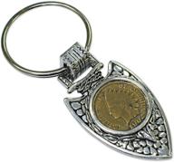 🔑 silvertone arrowhead keyring with indian cent design logo