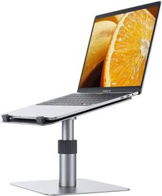 img 4 attached to Adjustable Height Swivel Laptop Stand | 360° Computer Stand for Laptops | Ergonomic Aluminum Laptop Riser for Desk | Compatible with MacBook Pro/Air, Dell XPS, Lenovo (10-16 Inches)