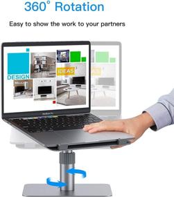 img 3 attached to Adjustable Height Swivel Laptop Stand | 360° Computer Stand for Laptops | Ergonomic Aluminum Laptop Riser for Desk | Compatible with MacBook Pro/Air, Dell XPS, Lenovo (10-16 Inches)