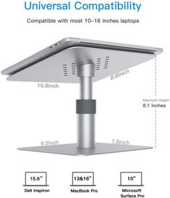 img 1 attached to Adjustable Height Swivel Laptop Stand | 360° Computer Stand for Laptops | Ergonomic Aluminum Laptop Riser for Desk | Compatible with MacBook Pro/Air, Dell XPS, Lenovo (10-16 Inches)