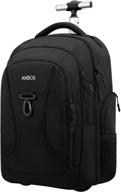 🎒 rolling backpack: ambor waterproof wheeled backpack for business professionals and students - 15.6 inch laptop fit, black logo