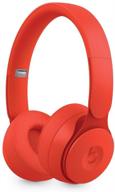 beats solo pro wireless noise cancelling on-ear headphones - red (renewed) logo