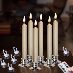 img 2 attached to 🕯️ 6-PACK Flameless Battery-Powered Ivory Taper Window Candles with Timer, Remote, and Candlestick – Includes Clips, Suction Cup, and Removable Silver Candleholders – Patent-Pending Design