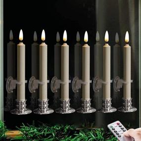 img 4 attached to 🕯️ 6-PACK Flameless Battery-Powered Ivory Taper Window Candles with Timer, Remote, and Candlestick – Includes Clips, Suction Cup, and Removable Silver Candleholders – Patent-Pending Design