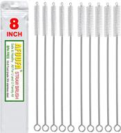 🍹 afuufa straw cleaner brush set - 10 pack, 5-piece 8” x 8mm straw brush and 5-piece 8” x 10mm piper cleaners for hookah set, with nylon bristles and stainless steel straw brushes - clear logo