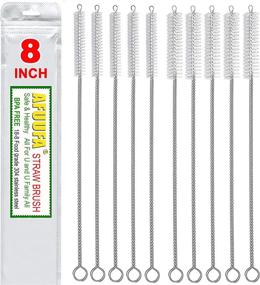 img 4 attached to 🍹 AFUUFA Straw Cleaner Brush Set - 10 Pack, 5-Piece 8” x 8mm Straw Brush and 5-Piece 8” x 10mm Piper Cleaners for Hookah Set, with Nylon Bristles and Stainless Steel Straw Brushes - Clear