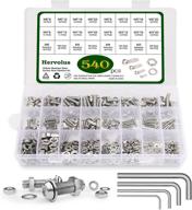 💡 304 stainless steel machine screws 540pcs assortment kit - m3 m4 m5 m6 sizes, hex socket head cap screws set with bolts, nuts, washers, and hex wrenches included. convenient storage box! logo