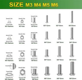 img 2 attached to 💡 304 Stainless Steel Machine Screws 540PCS Assortment Kit - M3 M4 M5 M6 Sizes, Hex Socket Head Cap Screws Set with Bolts, Nuts, Washers, and Hex Wrenches Included. Convenient Storage Box!