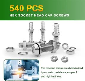 img 3 attached to 💡 304 Stainless Steel Machine Screws 540PCS Assortment Kit - M3 M4 M5 M6 Sizes, Hex Socket Head Cap Screws Set with Bolts, Nuts, Washers, and Hex Wrenches Included. Convenient Storage Box!