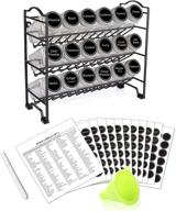 swommoly spice rack organizer kit with 18 square spice jars, 396 labels & chalk marker, funnel included - complete spice organizer for countertop, cabinet, or wall mounting logo