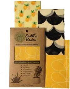img 4 attached to 🌍 Earth's Basics Reusable Organic Food Wraps - Assorted Design 3 Pack: Eco-Friendly, Biodegradable Vegan Wraps for Plant Based Food - Non-Toxic and Small Sized