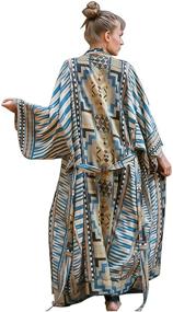 img 4 attached to 👘 Stunning EDOLYNSA Women's Long Kimono Robe: The Perfect Beach Coverup!