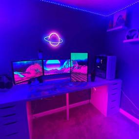 img 1 attached to 🪐 Lumoonosity Planet Neon Sign: USB Powered LED Light for Wall Decor, Saturn Neon Light for Bedroom or Gaming Room