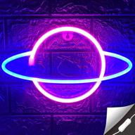 🪐 lumoonosity planet neon sign: usb powered led light for wall decor, saturn neon light for bedroom or gaming room логотип