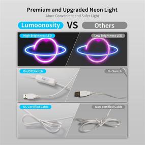 img 3 attached to 🪐 Lumoonosity Planet Neon Sign: USB Powered LED Light for Wall Decor, Saturn Neon Light for Bedroom or Gaming Room