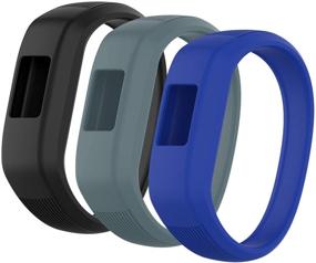img 3 attached to 👧 (3-Pack) Seltureone Band Compatible for Garmin Vivofit jr, jr 2, 3 Bands - All-in-One Silicone Stretchy Replacement Wristbands for Kids Boys Girls (No Tracker) - Black, Cyan, Blue (Small)