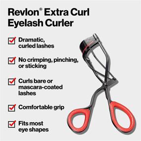 img 3 attached to Revlon Extra Curl Eyelash Curler: Achieve Longlasting Lash Curls for All Eye Shapes with Non-Slip Finger Grip, Mahogany Flame and Black Out