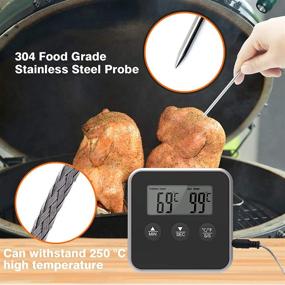 img 1 attached to Kenpiko Instant Read Meat Thermometer - Digital Food Thermometer for Cooking Kitchen BBQ Grill 🔥 - Long Stainless Steel Probe with Magnet - Food Temperature Thermometer & Kitchen Timer - Black