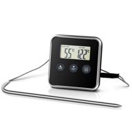 kenpiko instant read meat thermometer - digital food thermometer for cooking kitchen bbq grill 🔥 - long stainless steel probe with magnet - food temperature thermometer & kitchen timer - black logo