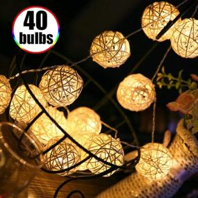 img 3 attached to 🏮 Versatile Rattan Lamp: 4.5M/19.6ft, 40 Bulbs USB Rattan Lamp with Thailand Sepak Takraw Ball String - Perfect for Christmas Party House Bar Decorations