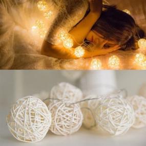 img 2 attached to 🏮 Versatile Rattan Lamp: 4.5M/19.6ft, 40 Bulbs USB Rattan Lamp with Thailand Sepak Takraw Ball String - Perfect for Christmas Party House Bar Decorations