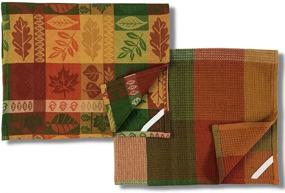 img 3 attached to Serafina Home Fall Harvest Thanksgiving Kitchen Towels and Pot Holder: Vibrant Autumn Jacquard Leaves and Pumpkin Design