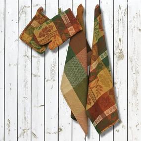 img 1 attached to Serafina Home Fall Harvest Thanksgiving Kitchen Towels and Pot Holder: Vibrant Autumn Jacquard Leaves and Pumpkin Design