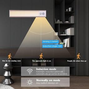 img 3 attached to 🔦 Wireless Motion Sensor LED Under Cabinet Lighting - USB Rechargeable Warm Night Light for Kitchen, Wardrobe, Stairs, Hallway (1 Pack)