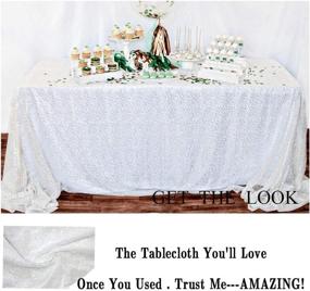 img 1 attached to 🌟 Enhance Your Table Decor with ShinyBeauty White Sequin Tablecloth 48X72