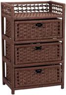 organize and beautify: household essentials hand-woven paper rope 3-drawer chest in dark brown stain логотип