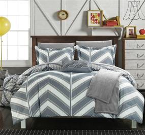 img 3 attached to Chic Home Geometric Reversible Comforter Bedding for Comforters & Sets