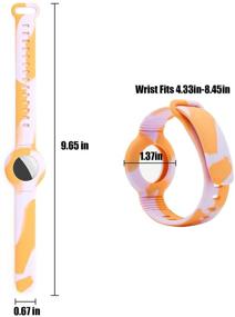 img 3 attached to 🌈 Silicone GPS Tracking Strap for Apple AirTag - Tie Dye Orange Protective Case & Anti-Lost Wristband for Kids, Toddlers, and Elderly