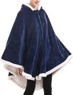 🧥 womens sherpa fleece lined hooded blanket sweatshirts flannel cape poncho by hooever logo