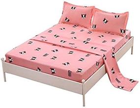 img 2 attached to 🐶 SDIII 4PC Queen Size Pink Dog Bed Sheets - Animal Bedding Sheet Sets for Boys, Girls, and Kids