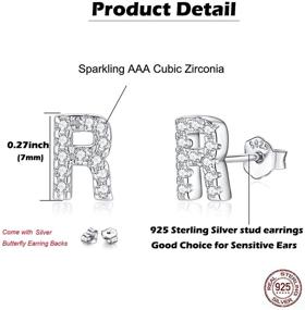 img 3 attached to 🌸 Hypoallergenic 925 Sterling Silver Cubic Zirconia Initial Stud Earrings: Delicate Letter Studs for Women and Girls with Sensitive Ears