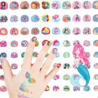 🧜 mermaid kids nail art stickers decals for little girls - 200+ aniuvot children mermaid princess nail wraps tips for fingernail toenail acrylic nail decoration - perfect birthday party favors logo