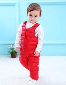 img 1 attached to 🍒 Happy Cherry Boys' Toddler Classic Snow Bib Ski Snowsuit: Easy Diaper Changes with Invisible Zipper Leg Openings (6 Months-3 Years)